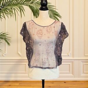 Forever 21 XXI Sheer Glitter Mesh Top - Size Small